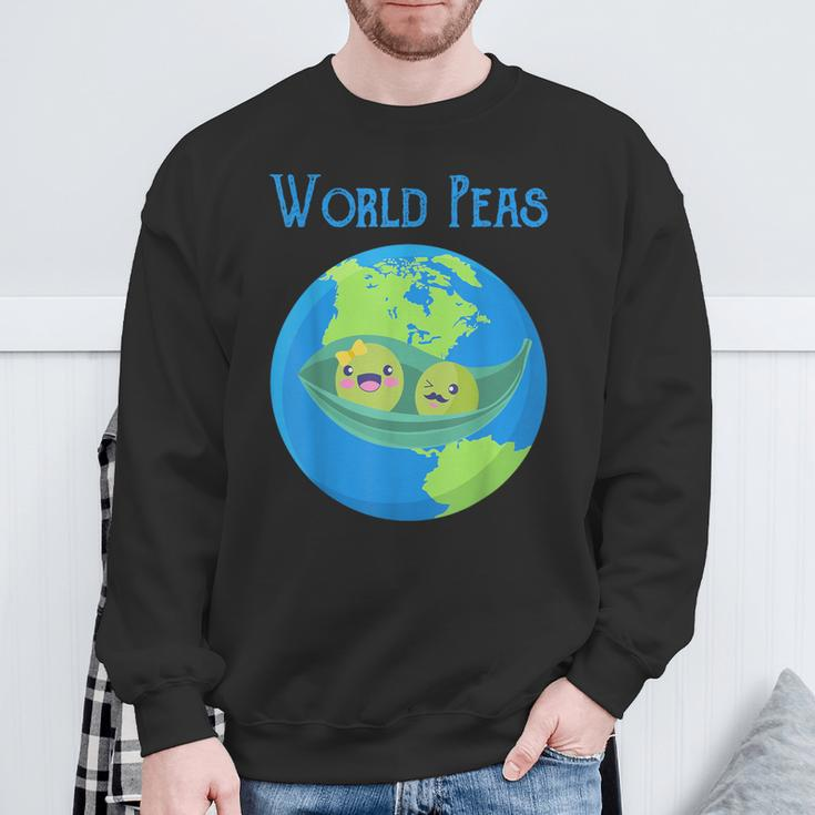 World Peas Peace Give Peas A ChanceEarth Day Sweatshirt Gifts for Old Men
