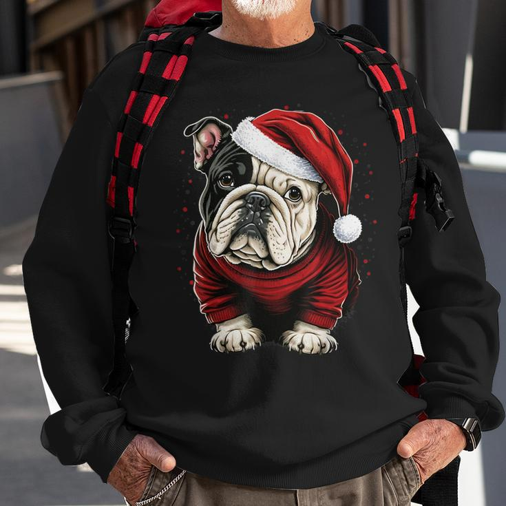 Xmas Bulldog Santa On Christmas Bulldog Sweatshirt Gifts for Old Men