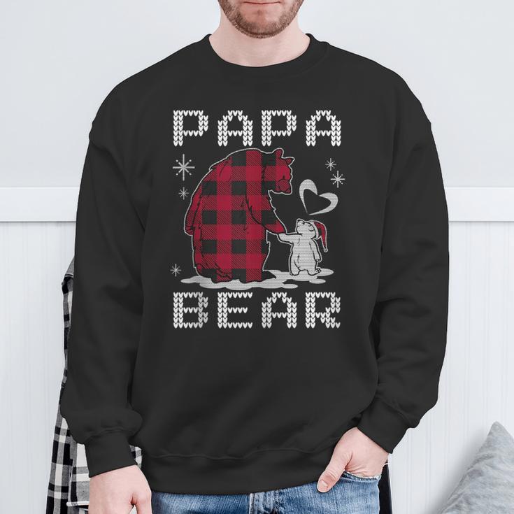 Xmas Papa Bear Pyjama Rot Büffel Plaid Eisbär Weihnachten Sweatshirt Geschenke für alte Männer