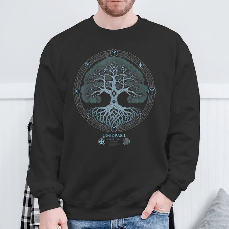 Yggdrasil Tree Of Life Viking Runes Celtic Norse Symbols Sweatshirt Gifts for Old Men