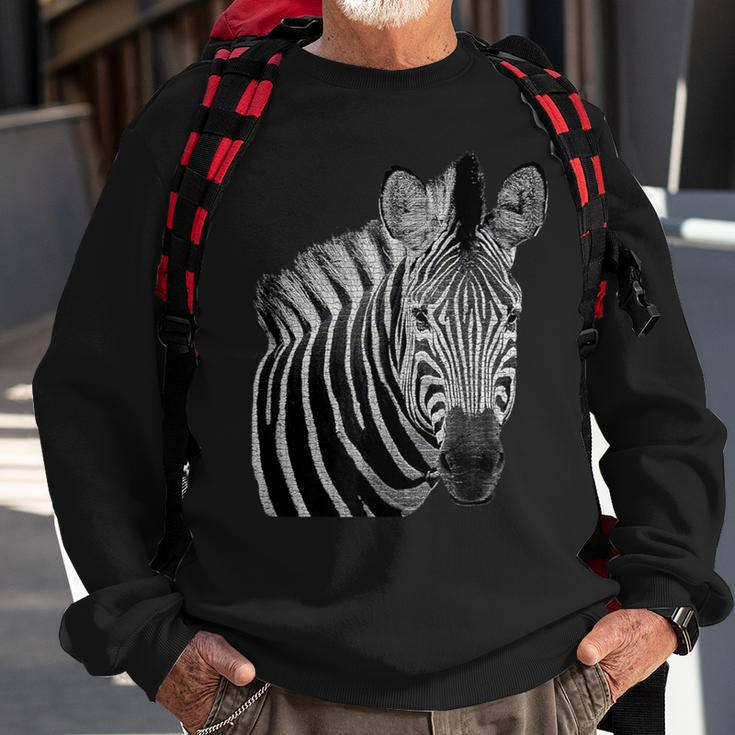 Zebra Face Wildlife Animal African Safari Wild EyesSweatshirt Gifts for Old Men