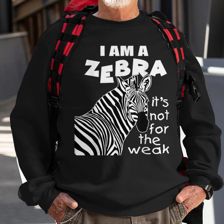 Zebra Ribbon's Not For The Weak Support Cvid Awareness Sweatshirt Gifts for Old Men