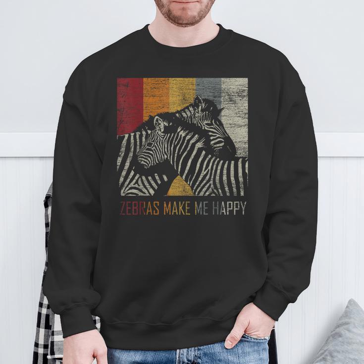 Zebras Mache Mich Glücklich Zebra Sweatshirt Geschenke für alte Männer