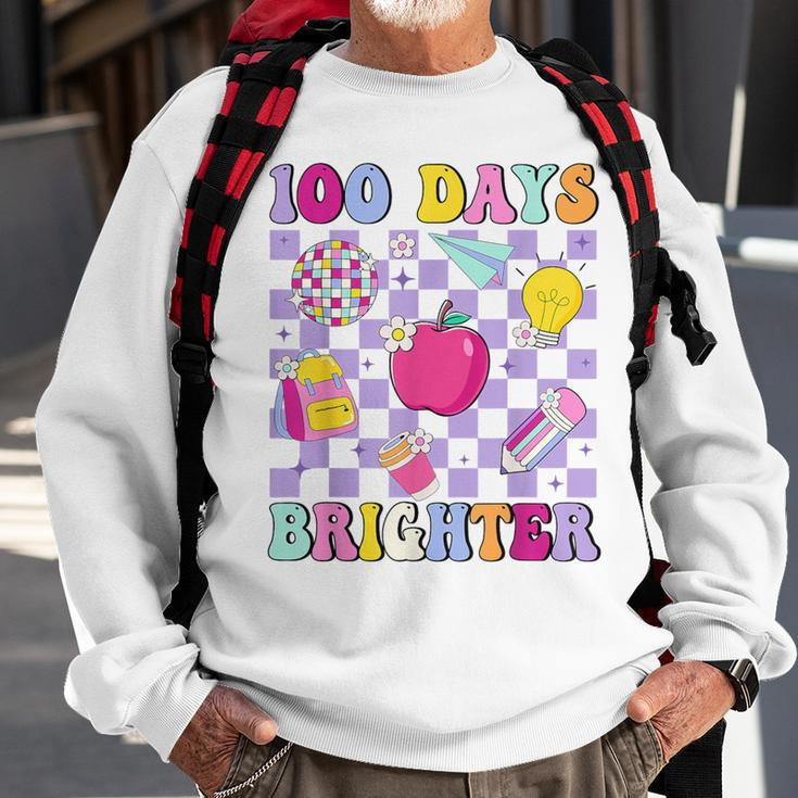 100 Days Brighter Retro Disco 100Th Day Of School Teacher Sweatshirt Gifts for Old Men