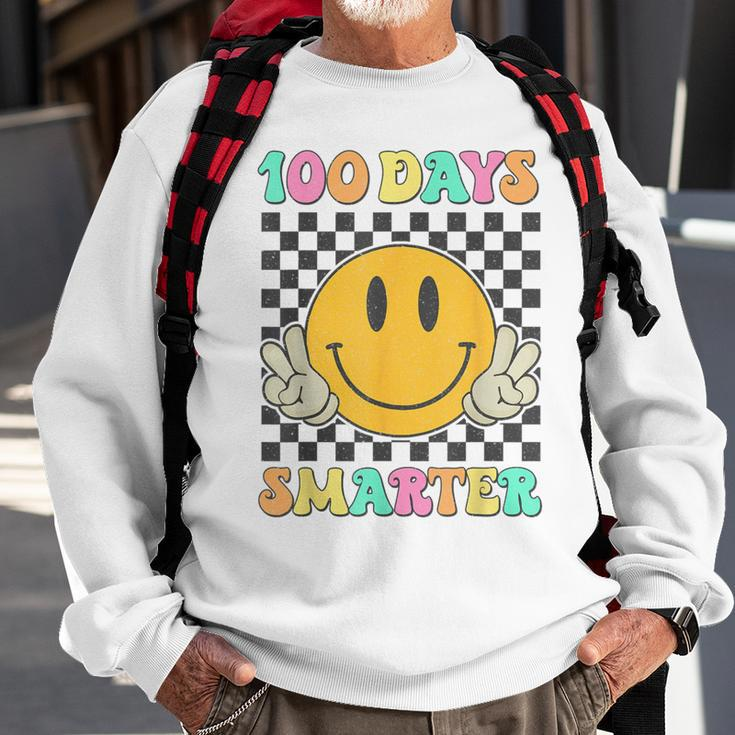 100 Days Smarter Cute Smile Face Hippie 100Th Day Of School Sweatshirt Gifts for Old Men