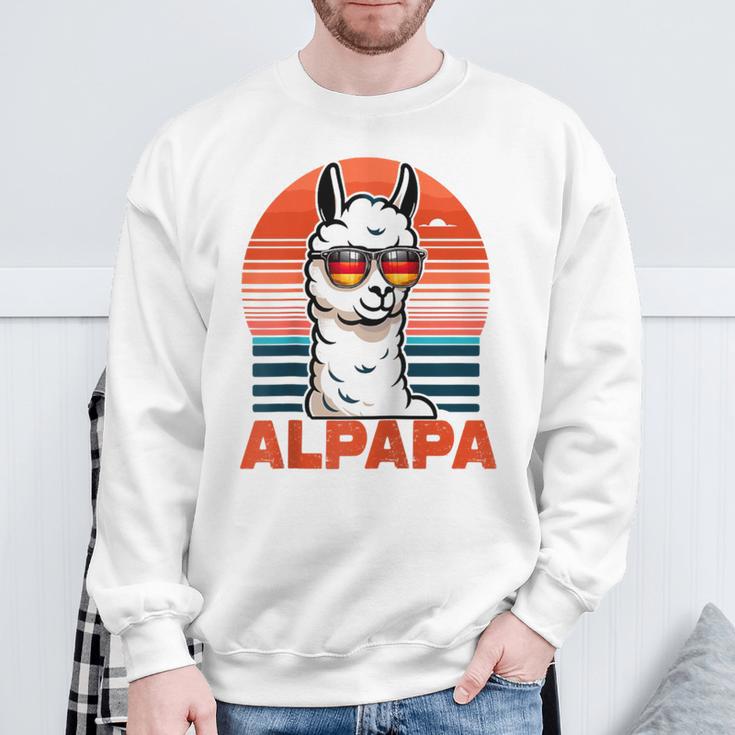 Alpapaatertag Bester Papa Alpaka Retro Alpapa Raglan Sweatshirt Geschenke für alte Männer