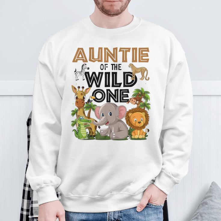 Auntie Of The Wild One Birthday 1St Safari Jungle Family Sweatshirt Gifts for Old Men