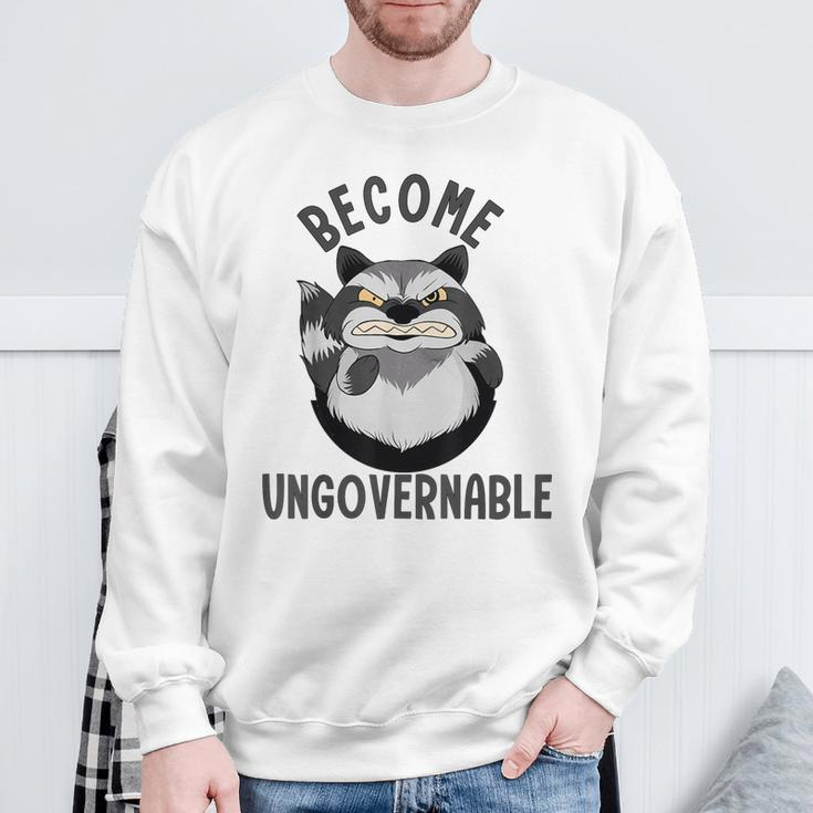 Become Ungovernable Raccoon Face Meme Opossum Lover Sweatshirt Gifts for Old Men