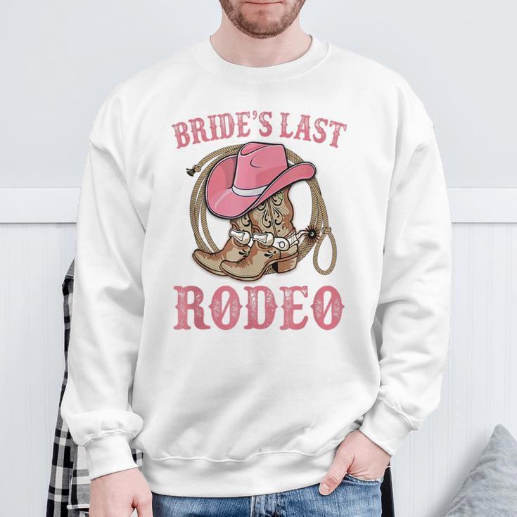 Bride's Last Rodeo Cowgirl Hat Bachelorette Party Wedding Sweatshirt Gifts for Old Men