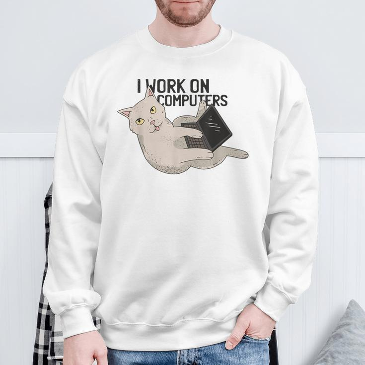 Cat Cat Kitten Programmer Computer Science Sweatshirt Geschenke für alte Männer