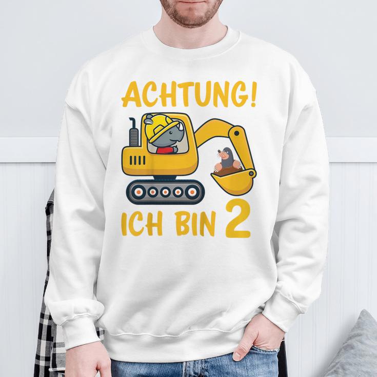 Children's Achtung Ich Bin 2 Jahre Alt 2Nd Birthday Digger Rhino Sweatshirt Geschenke für alte Männer