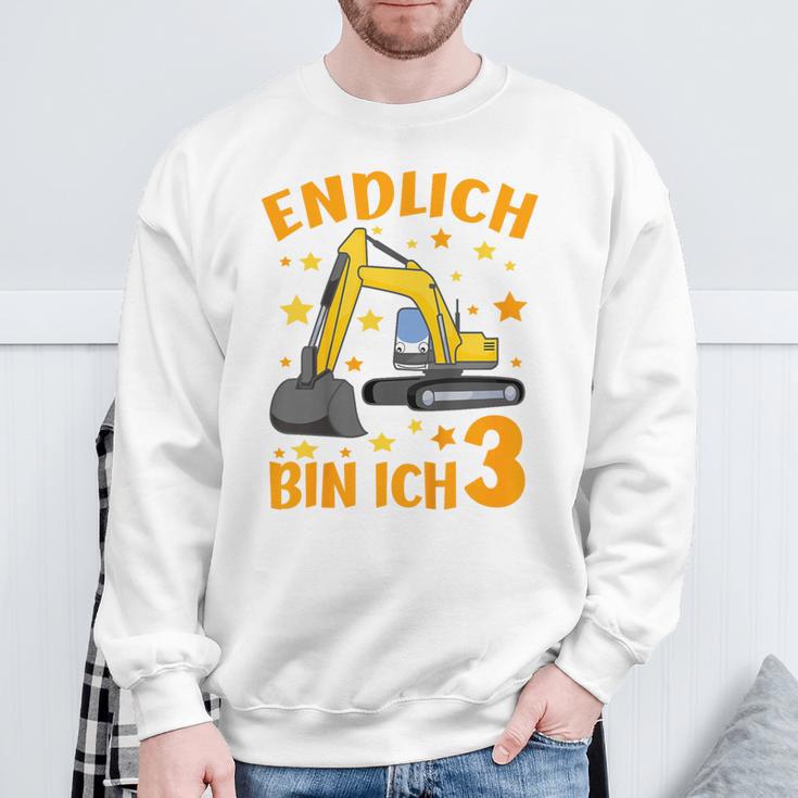 Children's Endlich Bin Ich 3 Jahre Dritter Birthday Digger Construction Site 80 Sweatshirt Geschenke für alte Männer