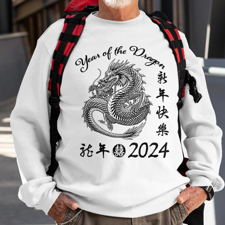 Chinese Calendar Dragon Year Happy New Year 2024 Graphic Sweatshirt Gifts for Old Men