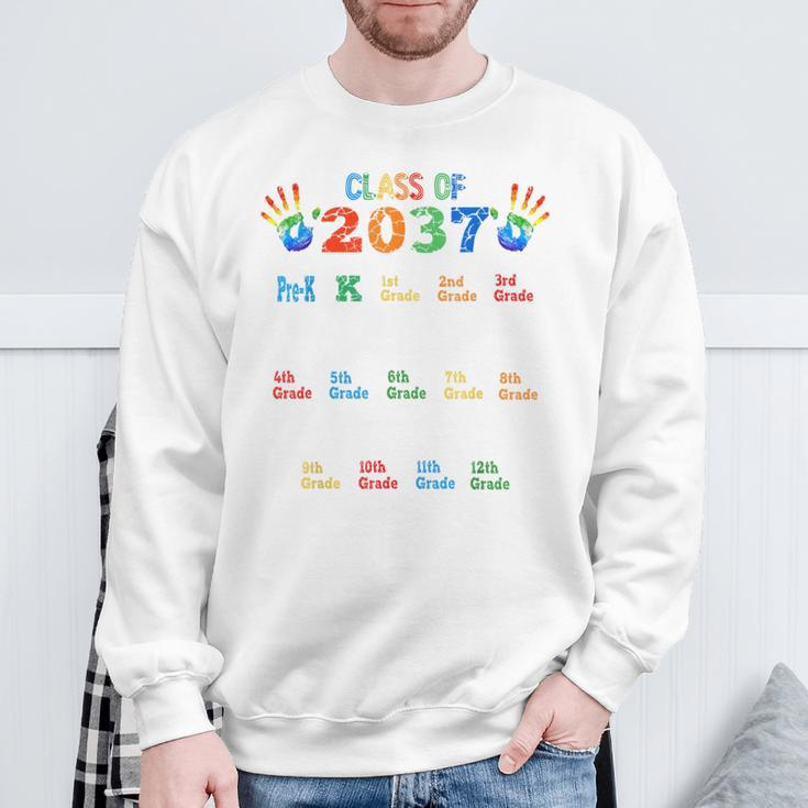 Class Of 2037 Grow With Me Color Handprint Pre-K 12Th Grade Sweatshirt Gifts for Old Men