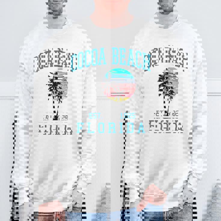 Cocoa Beach Florida Beach Retro Sunset Palm Trees Summer Sweatshirt Gifts for Old Men