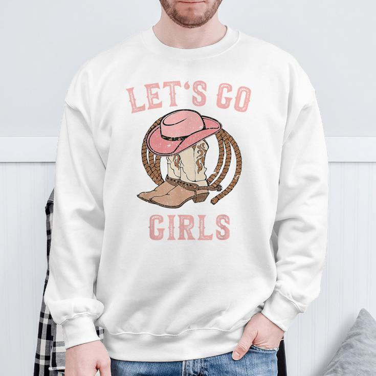 Cowboy Hat Boots Let's Go Girls Western Cowgirls Cowgirl Sweatshirt Gifts for Old Men