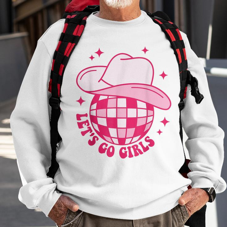 Cowboy Hat Disco Ball Let's Go Girls Western Cowgirls Sweatshirt Gifts for Old Men