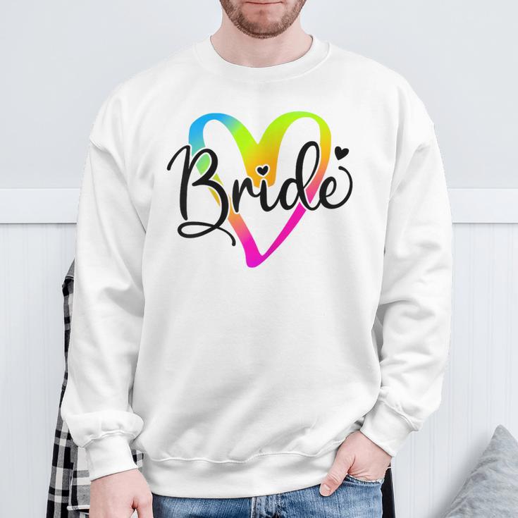 Damen Braut 2024 Junggesellinnenabschied Regenbogen Braut To Be Hochzeit Sweatshirt Geschenke für alte Männer