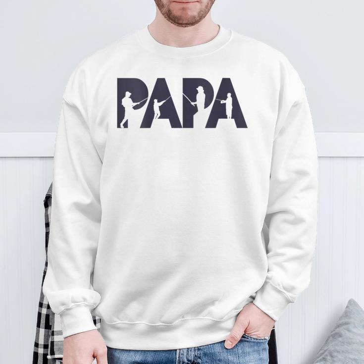 Damen Fisherman Papa Fisher Dad Angelnater Geschenk Mit-Ausschnitt Sweatshirt Geschenke für alte Männer