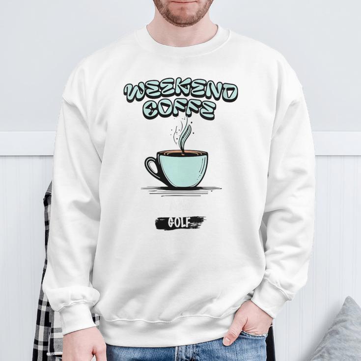 Damen Lustiger Wochenend-Kaffee Und Golf Golf-Besessen Für Papa Mit-Ausschnitt Sweatshirt Geschenke für alte Männer