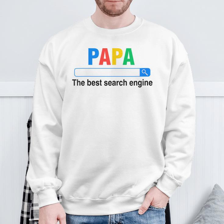 Damen Papa Die Beste Suchmaschine Lustigeratertag Mit-Ausschnitt Sweatshirt Geschenke für alte Männer