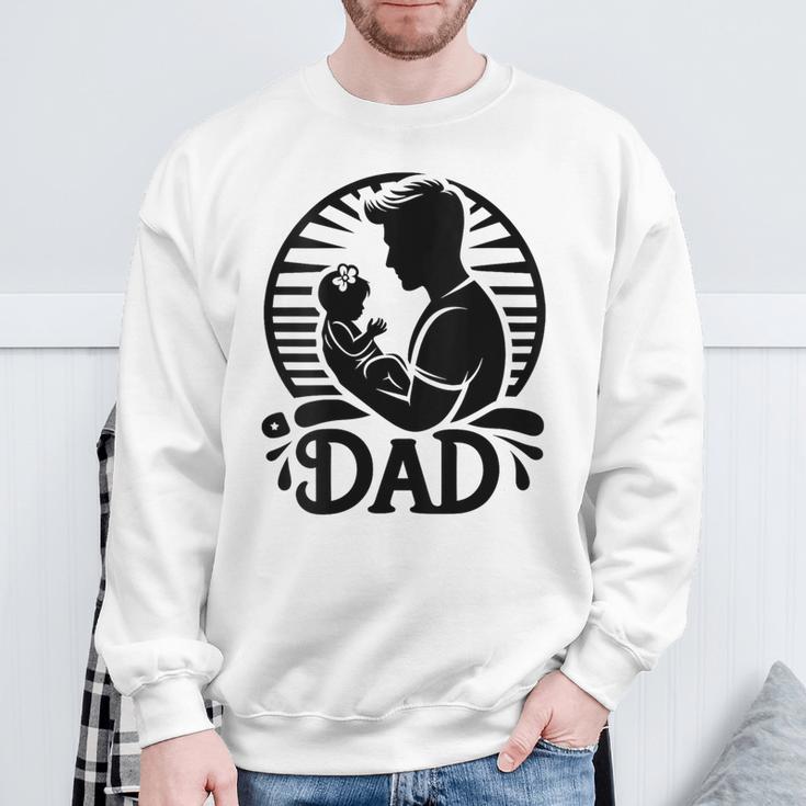 Damenatertag Erstes Mal Papa 2024 Soon To Be Dad New Dad Mit-Ausschnitt Sweatshirt Geschenke für alte Männer