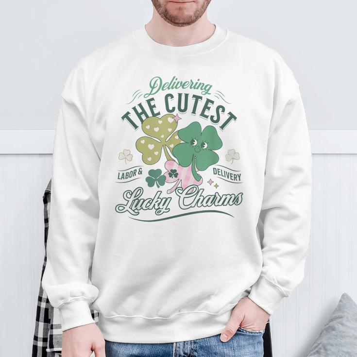 Delivering The Cutest Lucky Charms Labor Delivery St Patrick Sweatshirt Gifts for Old Men