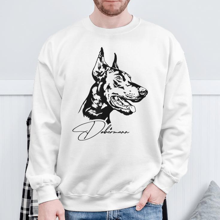 Dobermann Portrait Dog Portrait Dobie Dog White Sweatshirt Geschenke für alte Männer