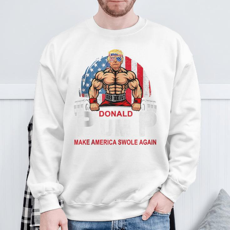Donald Pump Swole America Again Gym Fitness Trump 2024 Sweatshirt Gifts for Old Men