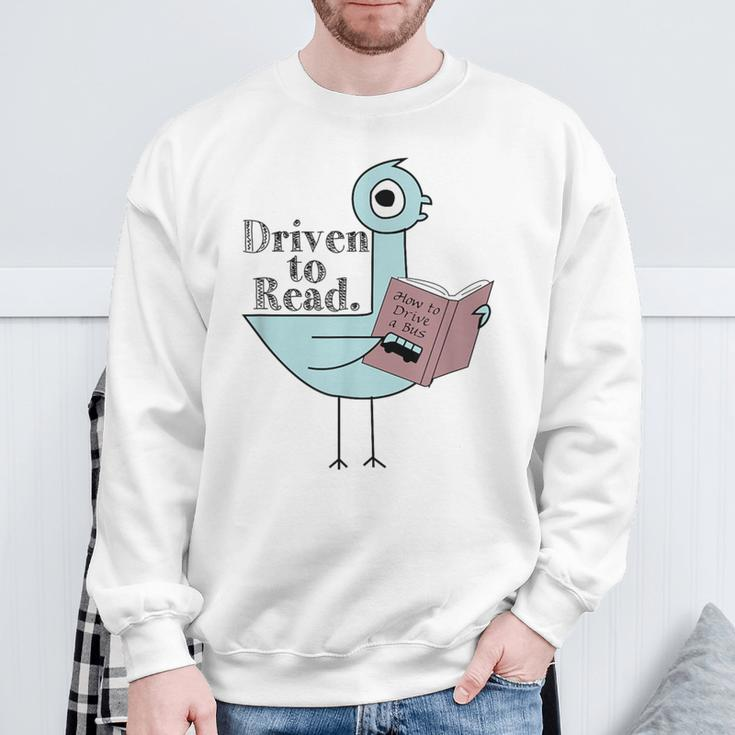 Driven To Read Pigeon Library Reading Books Readers Sweatshirt Gifts for Old Men