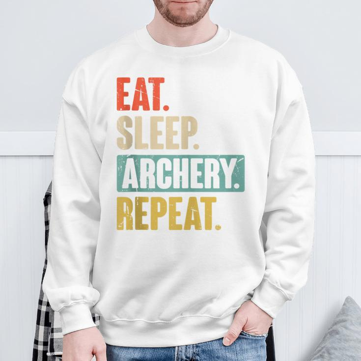 Eat Sleep Archery Repeat Retro Vintage Archer Archery Sweatshirt Gifts for Old Men