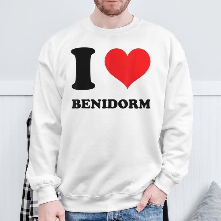 T-shirt Imprimé Brillant Noir Drapeau Espagne I Love Benidorm Cœur