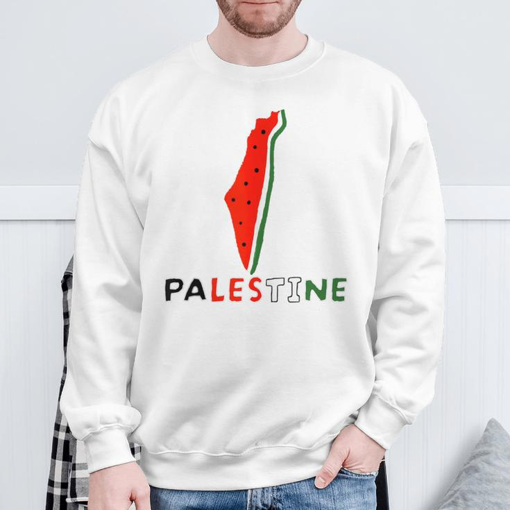 Falasn Palestine Watermelon Map Patriotic Graphic Sweatshirt Gifts for Old Men