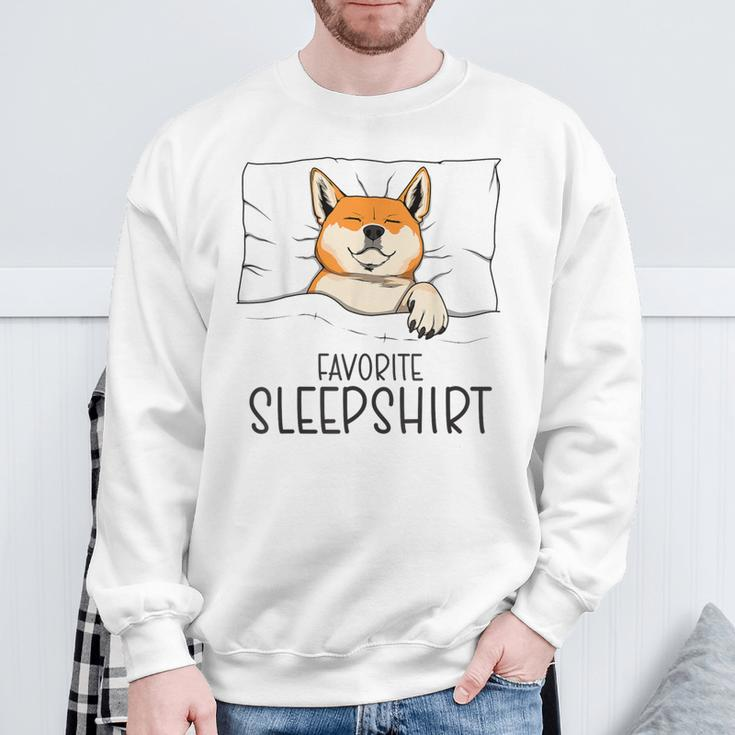 Favorite Sleep Napping Dog Shiba Inu Pajama Sweatshirt Gifts for Old Men