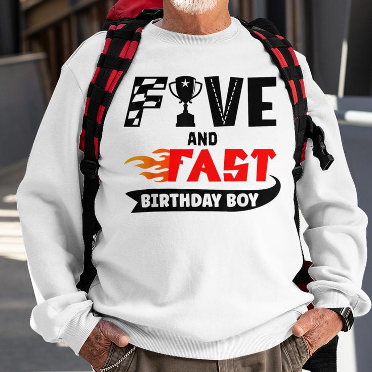 Five And Fast Birthday Boy Race Car 5Th Birthday Racer Sweatshirt Gifts for Old Men