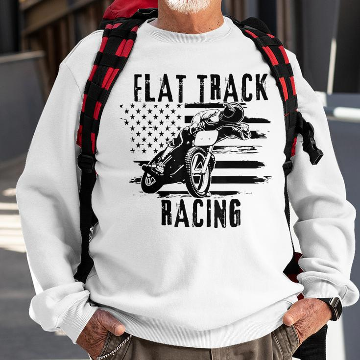 Flat Track Motorcycle Racing American Flag Speedway Dirt Sweatshirt Gifts for Old Men