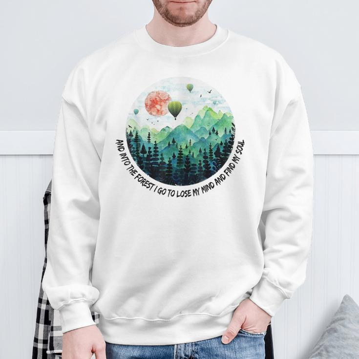 Into The Forest I Go To Lose My Mind Hot Air Balloon Aviator Sweatshirt Gifts for Old Men