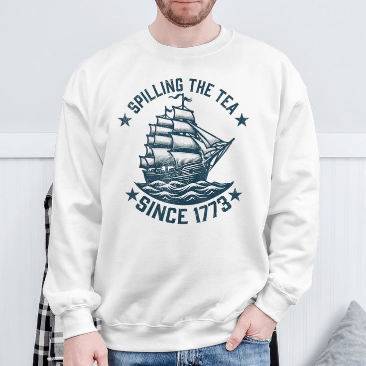 4Th Of July Spilling The Tea Since 1773 Independence Sweatshirt Gifts for Old Men