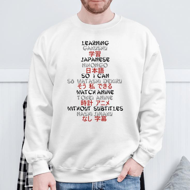 Anime Saying In English Japanese Kanji Sweatshirt Gifts for Old Men