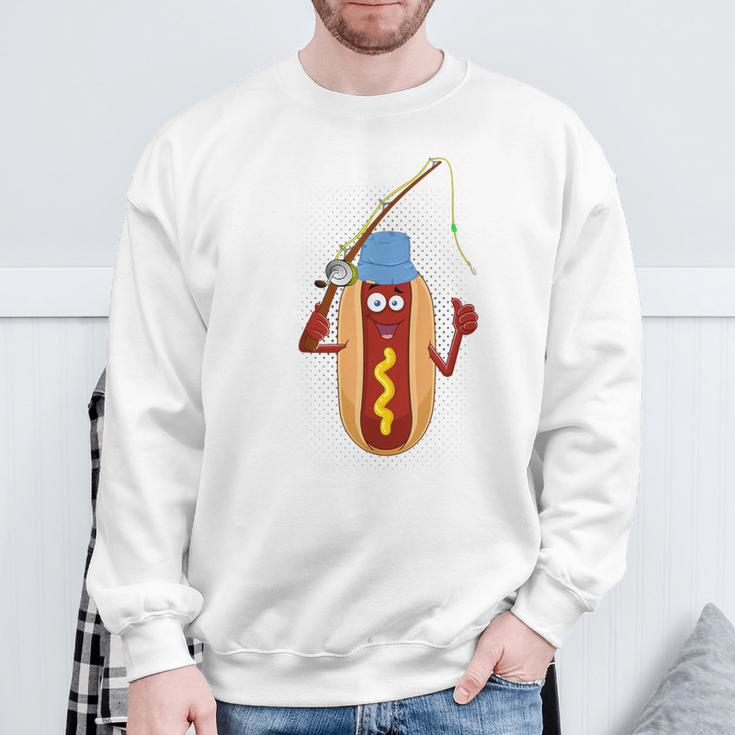 Fishing Hot Dog Vintage Hot Dog Fishermen Sweatshirt Gifts for Old Men