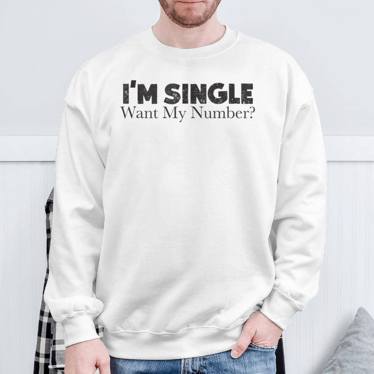I'm Single Want My Number Vintage Single Life Sweatshirt Gifts for Old Men
