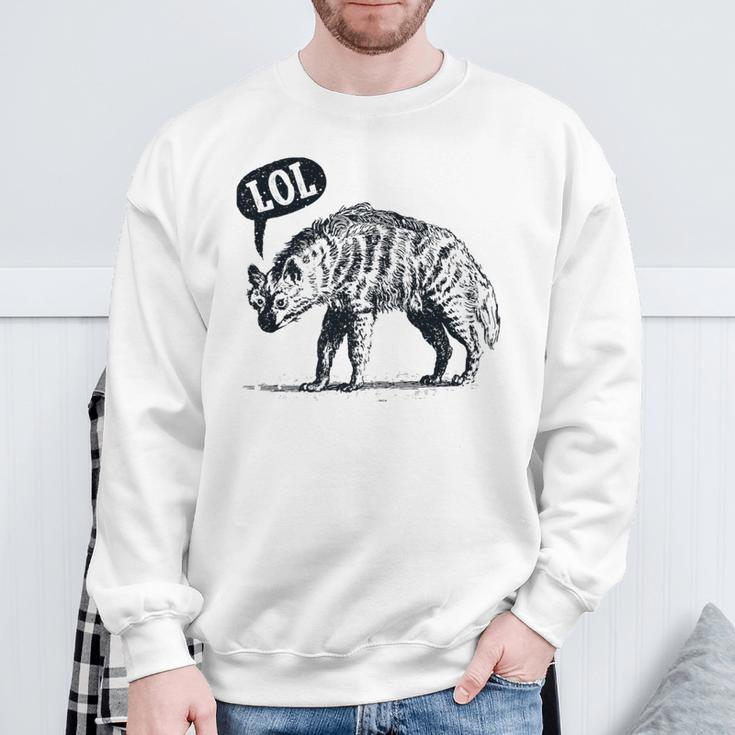 Laughing Hyena Lol Animal Pun Sweatshirt Gifts for Old Men