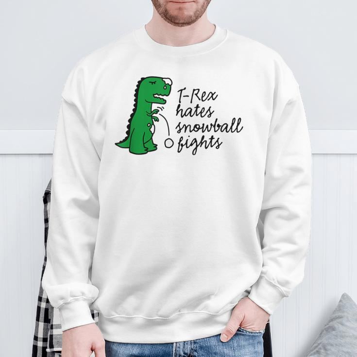T-Rex Hates Snowball Fights Dinosaur Winter Sports Sweatshirt Gifts for Old Men