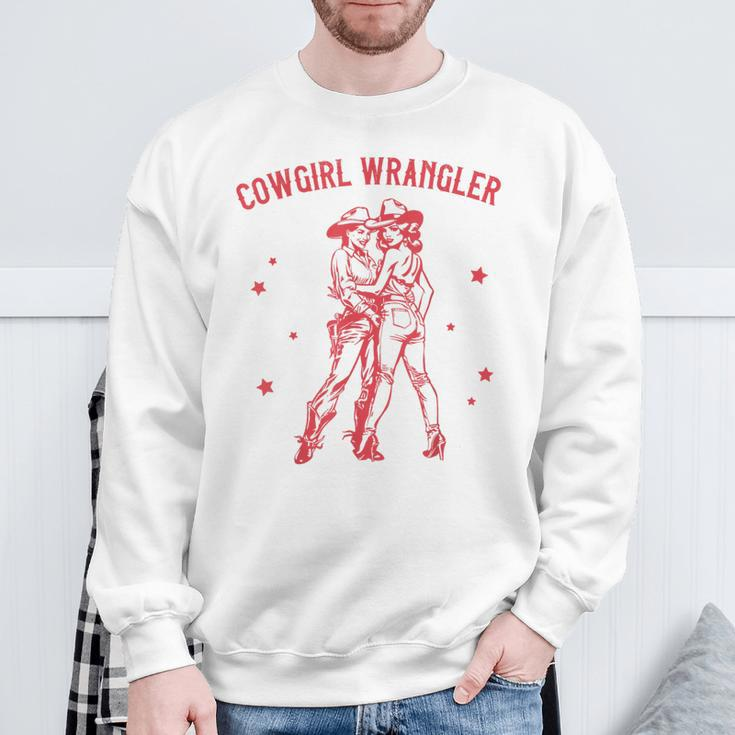Western Cowgirl Wrangler Lesbian Queer Pride Month Sweatshirt Gifts for Old Men