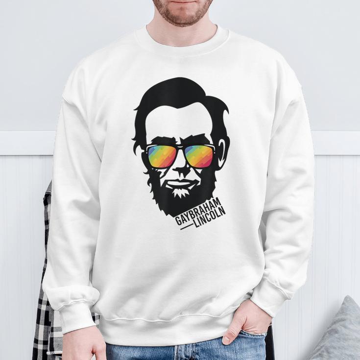 Gaybraham Lincoln American Lgbtq Gay Pride Sweatshirt Gifts for Old Men