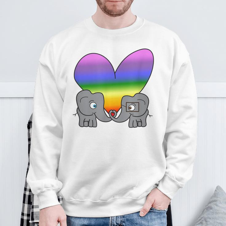 Gayday Pride Lgbtq Lesbian Gay Bi Trans Queer Love Elephants Sweatshirt Gifts for Old Men