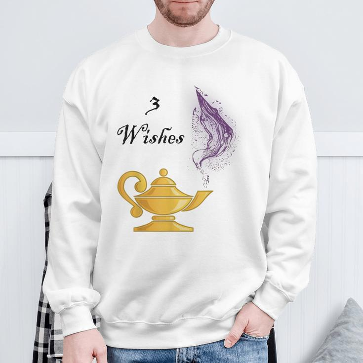 Genie Lamp 3 Wishes Jinni Graphic With Sayings Sweatshirt Gifts for Old Men