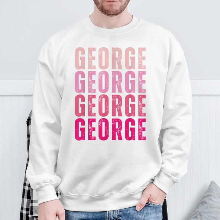 George First Name I Love George Vintage Sweatshirt Gifts for Old Men