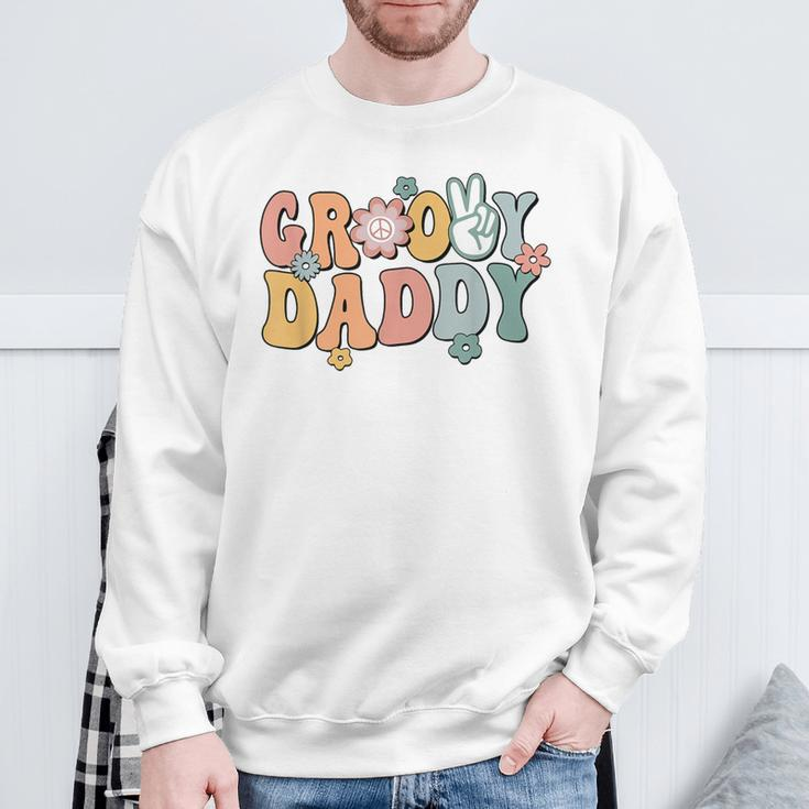 Groovy Daddy Retro Dad Matching Family 1St Birthday Party Sweatshirt Gifts for Old Men