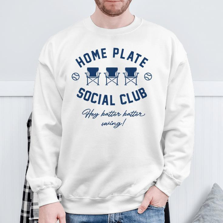 Home Plate Social Club Baseball Or Softball Women Sweatshirt Gifts for Old Men